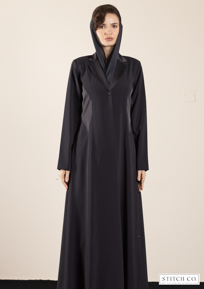 SATIN TUXEDO ABAYA